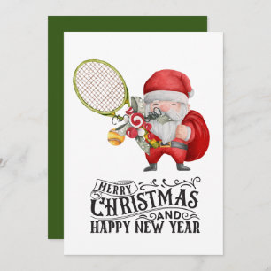 Tarjeta Festiva Navidades de tenis con Santa Claus