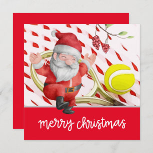 Tarjeta Festiva Navidades de tenis con Santa Claus para PLAYER