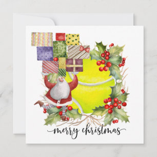 Tarjeta Festiva Navidades de tenis con tema de perro y pelota
