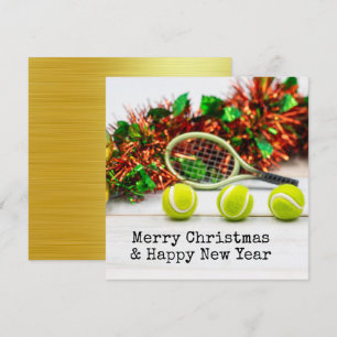 Tarjeta Festiva Navidades de tenis con tema de tenis