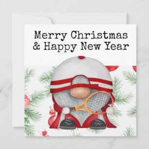 Tarjeta Festiva Navidades de tenis con tema de tenis