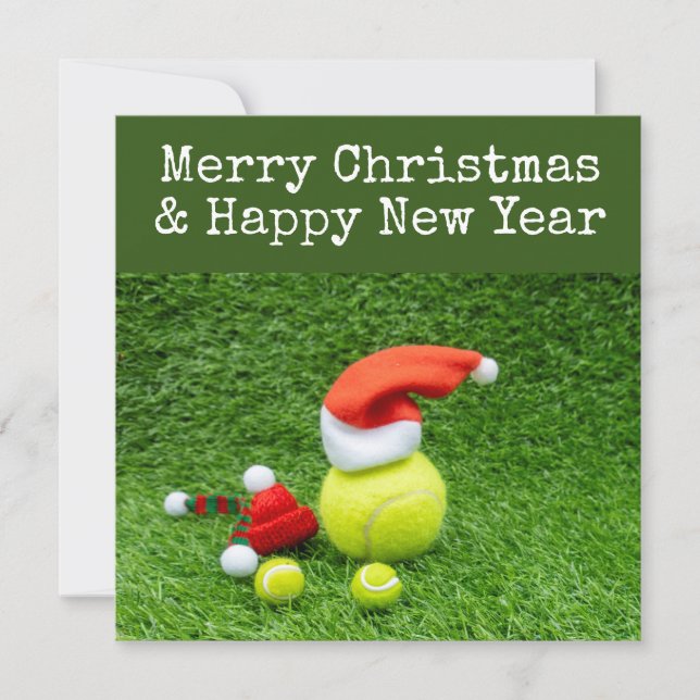 Tarjeta Festiva Navidades de tenis con tema de tenis (Anverso)
