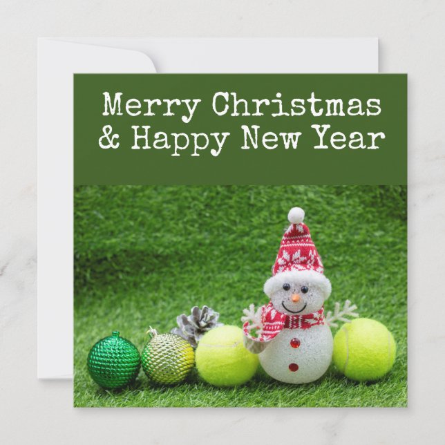 Tarjeta Festiva Navidades de tenis con tema de tenis (Anverso)
