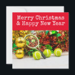 Tarjeta Festiva Navidades de tenis con tema de tenis<br><div class="desc">Navidades de tenis con tarjeta de vacaciones temática al tenis</div>