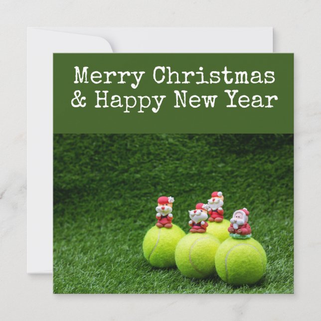 Tarjeta Festiva Navidades de tenis con tema de tenis (Anverso)