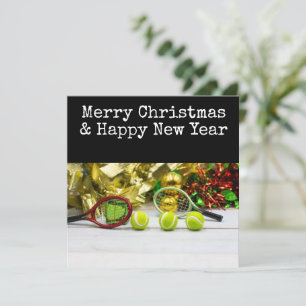 Tarjeta Festiva Navidades de tenis con tema de tenis