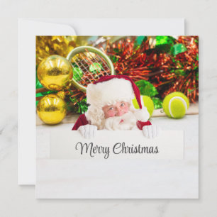Tarjeta Festiva Navidades de tenis con tema de tenis