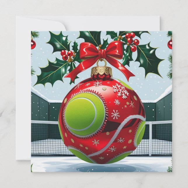 Tarjeta Festiva Navidades de tenis con tema para jugador (Anverso)
