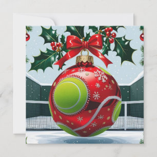 Tarjeta Festiva Navidades de tenis con tema para jugador