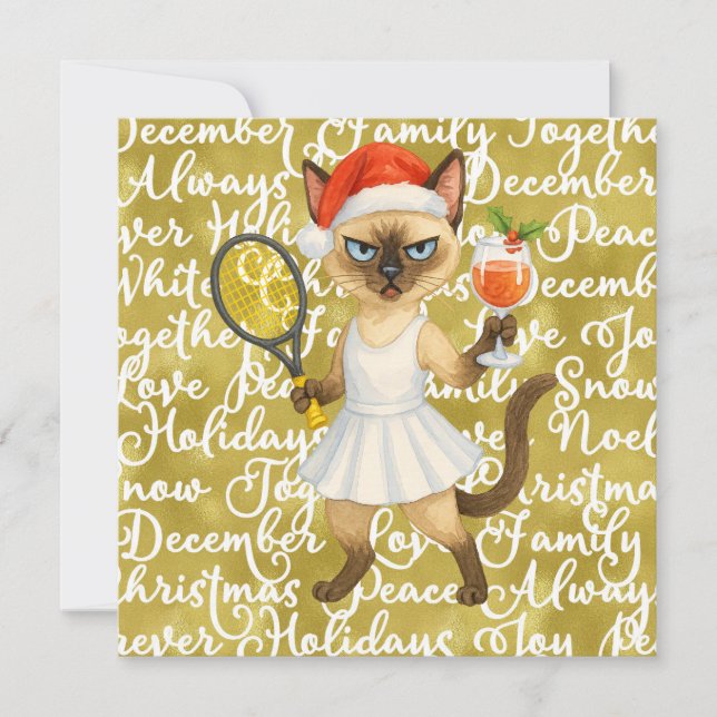 Tarjeta Festiva Navidades de tenis con temática para un jugador qu (Anverso)
