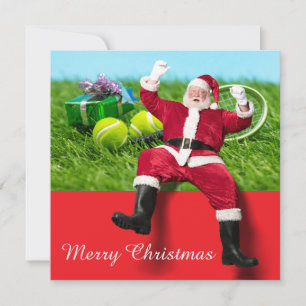 Tarjeta Festiva Navidades de tenis con un adorno de baile de tenis