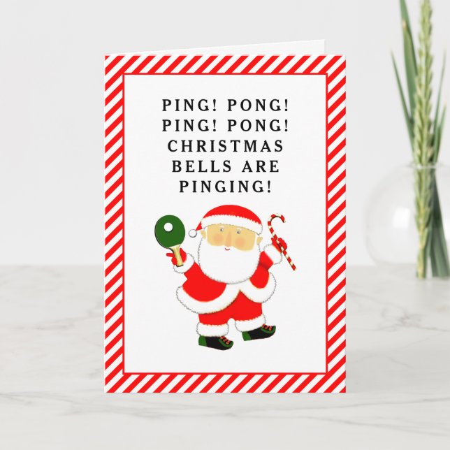 Tarjeta Festiva Navidades de tenis de mesa divertidos (Anverso)