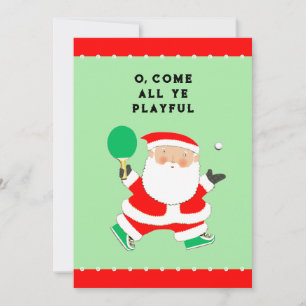 Tarjeta Festiva Navidades de tenis de mesa divertidos