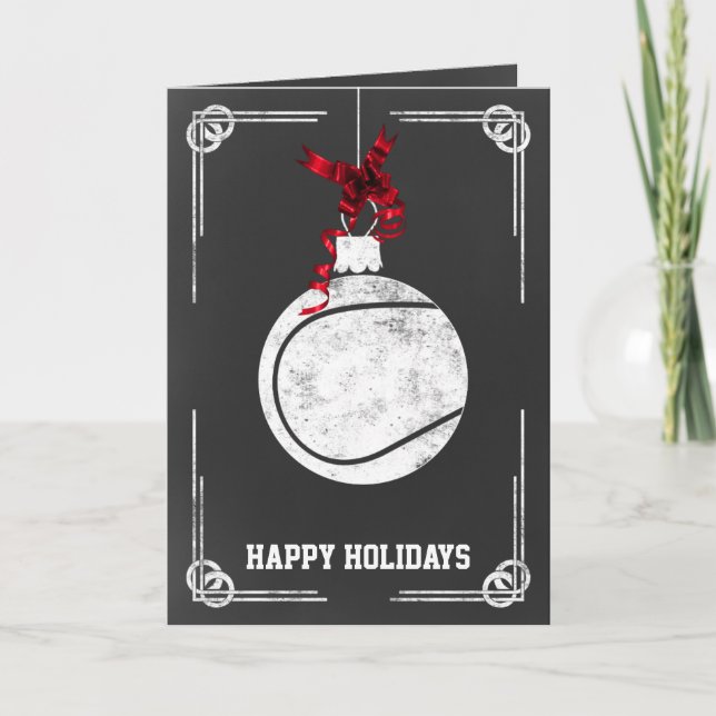 Tarjeta Festiva navidades de tenis de pizarra (Anverso)