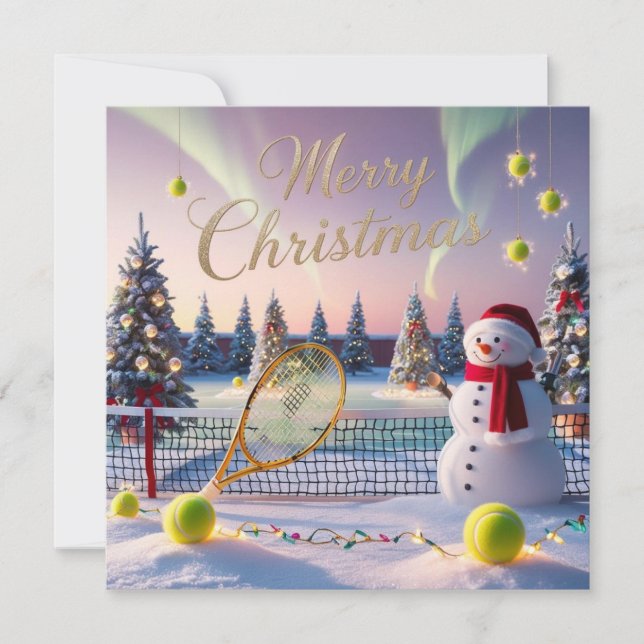 Tarjeta Festiva Navidades de tenis Racquets festivos (Anverso)