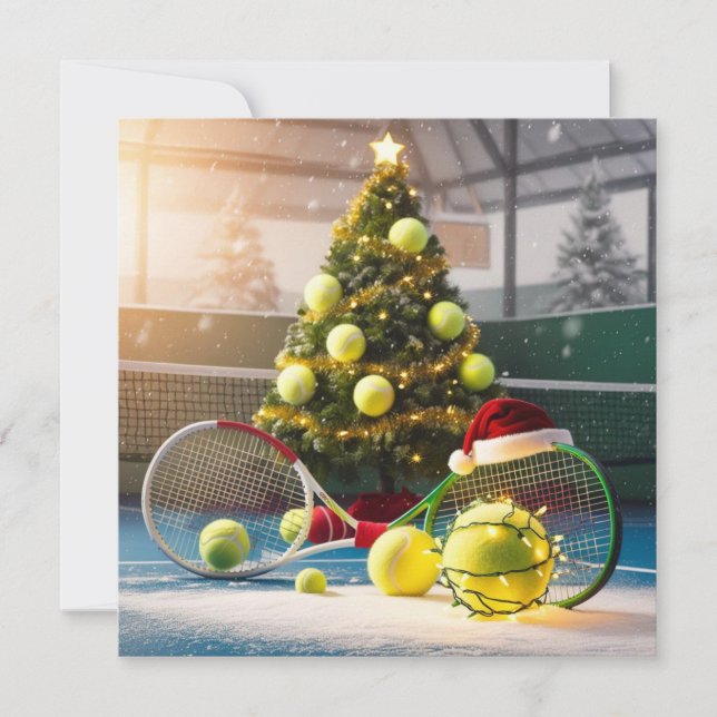 Tarjeta Festiva Navidades de tenis Racquets festivos (Anverso)