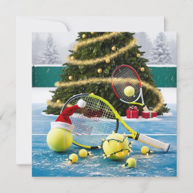 Tarjeta Festiva Navidades de tenis Racquets festivos (Anverso)