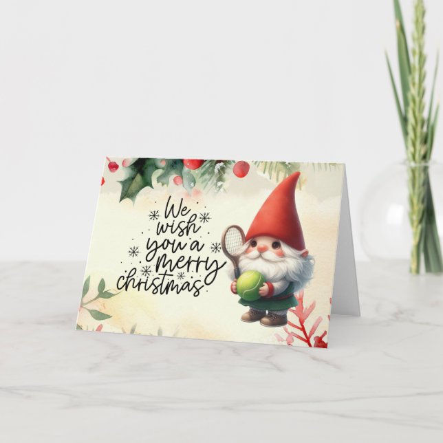 Tarjeta Festiva Navidades de tenis temática para jugador (Anverso)