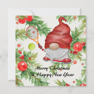 Tarjeta Festiva Navidades de tenis temática para jugador