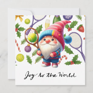 Tarjeta Festiva Navidades de tenis temáticos con raqueta y pelota