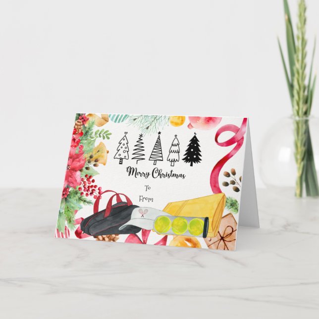 Tarjeta Festiva Navidades de tenis toalla de bolso de tenis (Anverso)