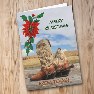 Tarjeta Festiva Navidades De Texas Western Boot