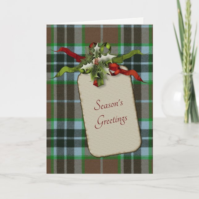 Tarjeta Festiva Navidades de Thompson Hunting Ancient Tartán (Anverso)