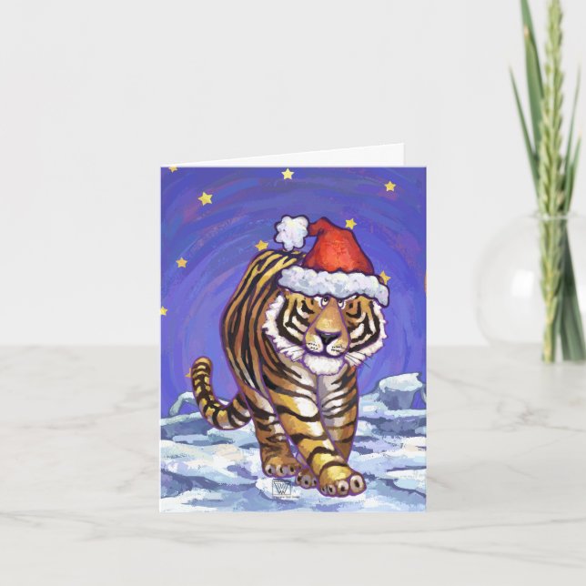Tarjeta Festiva Navidades de tigres (Anverso)