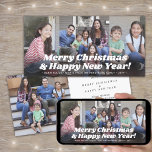 Tarjeta Festiva Navidades de tipografía retro y foto de años nuevo<br><div class="desc">Envíe elegantes saludos alegres y comparta cuatro de sus fotos favoritas con tarjetas de vacaciones retro de moda 4"x8". Estas plantillas son simples de personalizar para incluir cualquier texto, como Feliz Navidad, Felices Fiestas, Saludos de Temporadas, Saludos de Año Nuevo, etc. (CONSEJO DE COLOCACIÓN DE IMÁGENES: Una manera fácil de...</div>