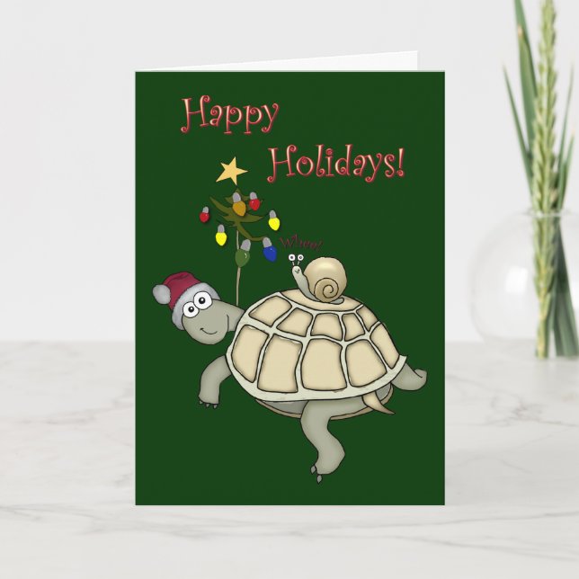Tarjeta Festiva Navidades de tortugas y caracoles (Anverso)