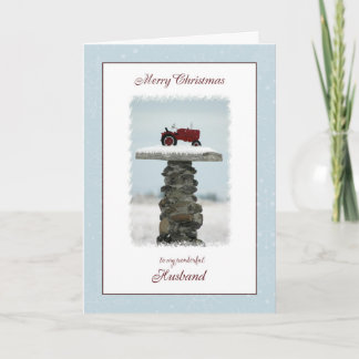 Tarjeta Festiva Navidades de tractores para marido