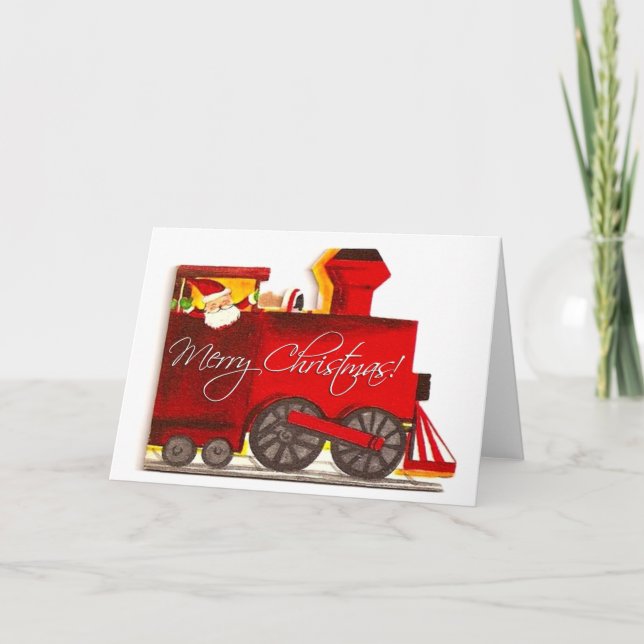 Tarjeta Festiva Navidades de tren de Choo-Choo de época (Anverso)