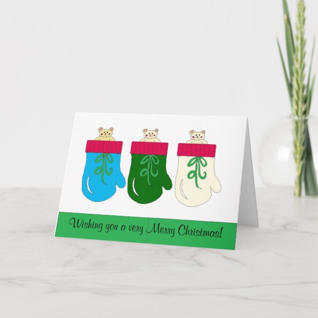Tarjeta Festiva Navidades de tres osos (Anverso)