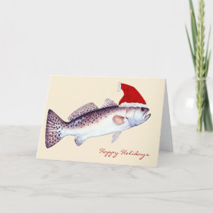 Tarjeta Festiva Navidades de truchas de Santa Atrapada