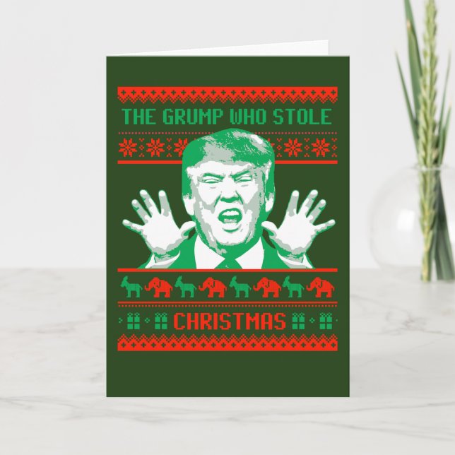 Tarjeta Festiva Navidades de Trump - El Grump que robó Navidades - (Anverso)