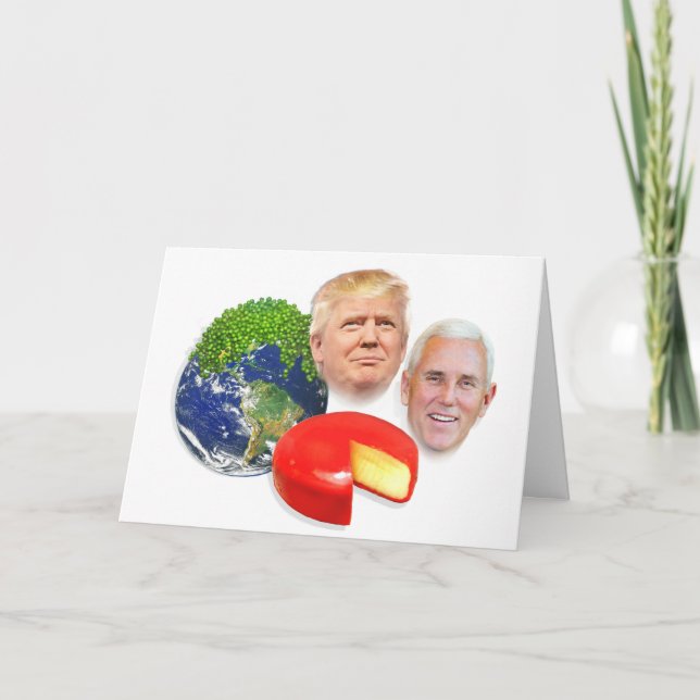 Tarjeta Festiva Navidades de Trump, guisantes en la rueda de la Go (Anverso)