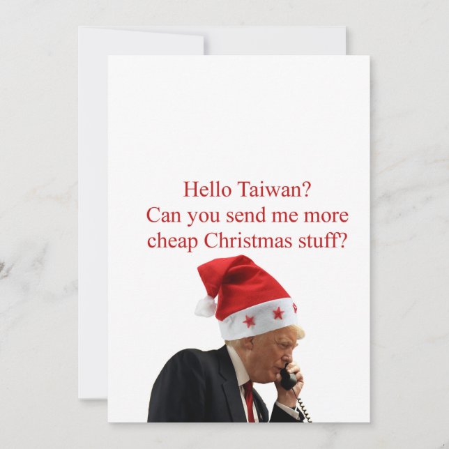 Tarjeta Festiva Navidades de Trump llaman a Taiwán (Anverso)