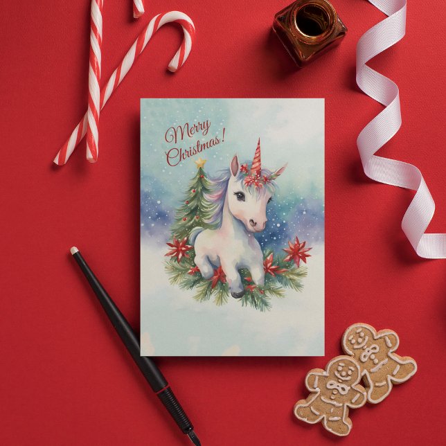 Tarjeta Festiva Navidades de unicornio de bonito (Subido por el creador)