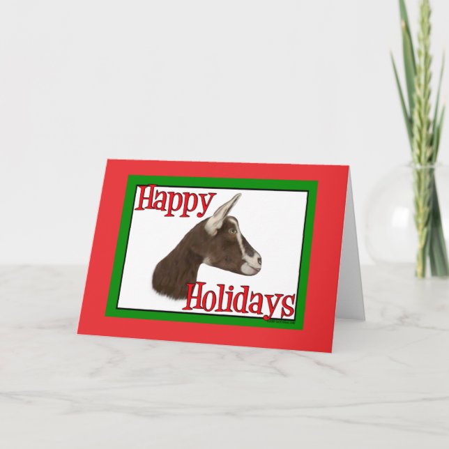 Tarjeta Festiva Navidades de vacaciones Alpine-Doe Goat (Anverso)