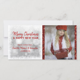 Tarjeta Festiva NAVIDADES de vacaciones blancas en RED / Año nuevo