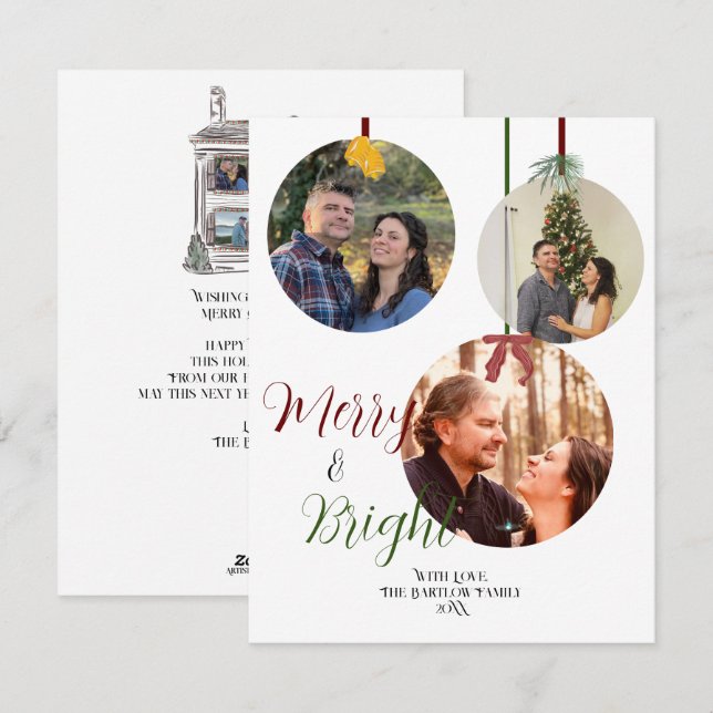 Tarjeta Festiva Navidades de vacaciones con estilo de ornamento Ta (Anverso / Reverso)