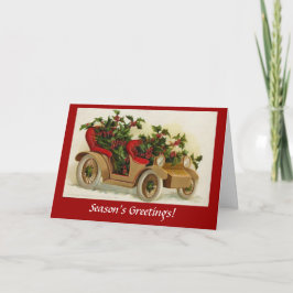 Tarjeta Festiva Navidades de vacaciones de automóviles decorados e