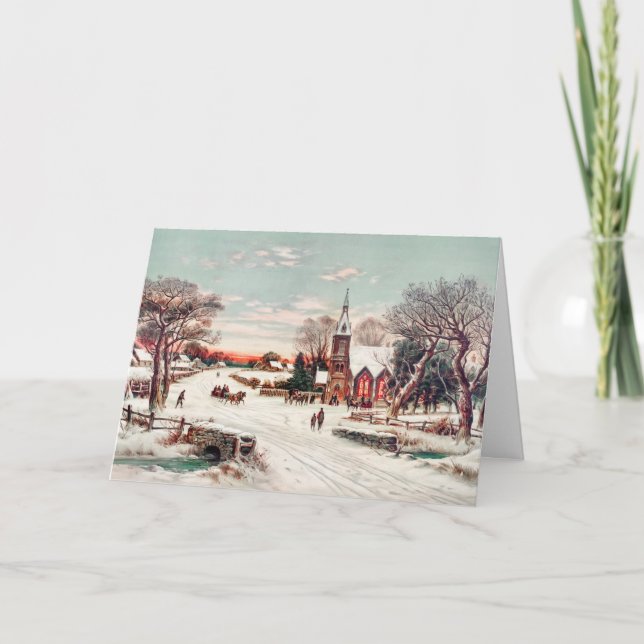 Tarjeta Festiva Navidades de vacaciones de Hoover y su hijo pintan (Anverso)