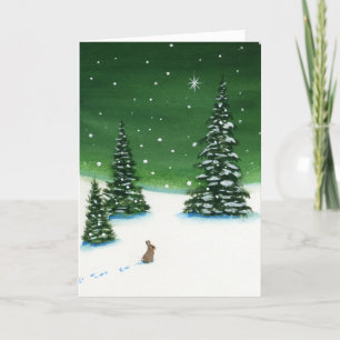 Tarjeta Festiva Navidades de vacaciones de invierno en conejo paz 