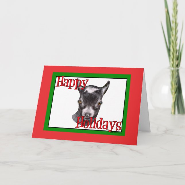 Tarjeta Festiva Navidades de vacaciones de la cabra de Pygmy (Anverso)