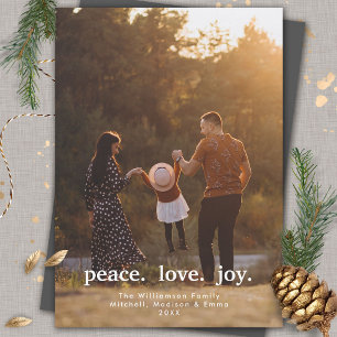 Tarjeta Festiva Navidades de vacaciones de Peace Love Joy Foto fam