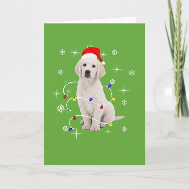 Tarjeta Festiva Navidades de vacaciones de perros con pipa de Gold (Anverso)