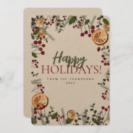 Tarjeta Festiva Navidades de vacaciones familia de Naranjas de fol