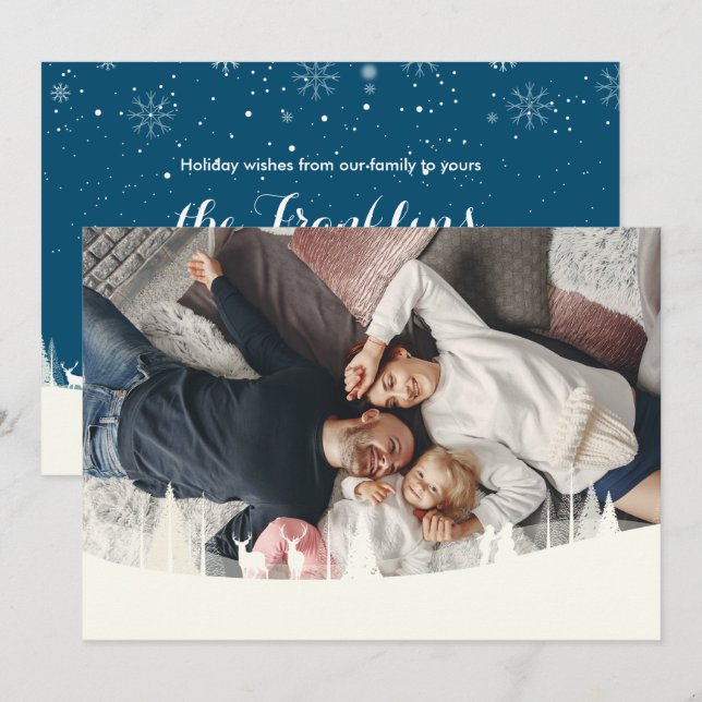 Tarjeta Festiva Navidades de vacaciones familiares fotográficos Es (Anverso / Reverso)