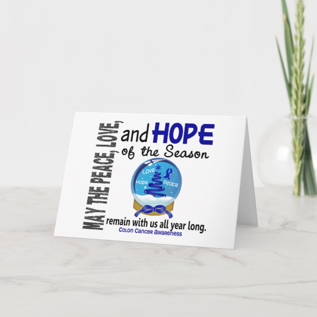 Tarjeta Festiva Navidades de vacaciones Globe de nieve 1 cáncer de (Anverso)